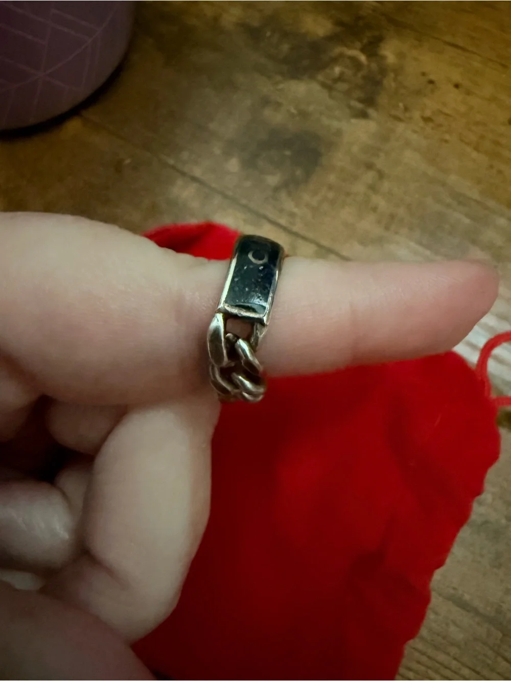 Gucci Black and Silver Logo Band Ring